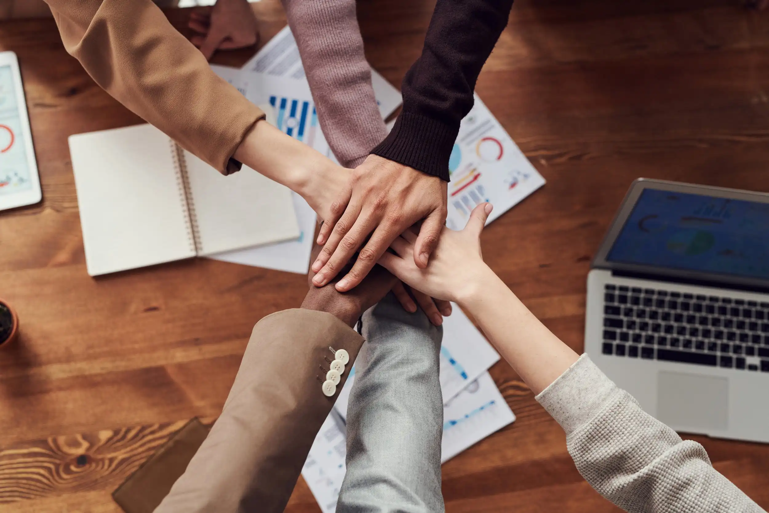 Healthy workplace with collaborative team